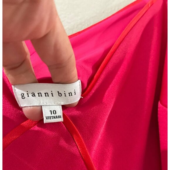 Gianni Bini V-Neck Slip Women's Cocktail Maxi Dress color red, Pink sz 10 gown - Picture 7 of 8